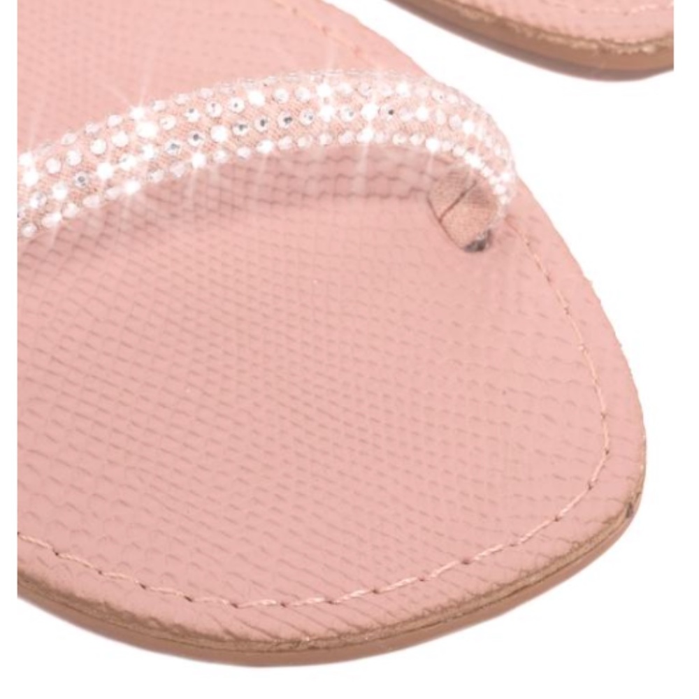 Embellished Double Strap Slides in Blush Pink - Picture 2 of 4